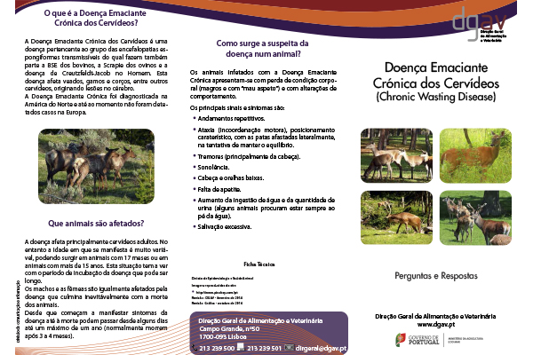 Doença Emaciante Crónica dos Cervídeos (Chronic Wasting Disease) (DGAV)