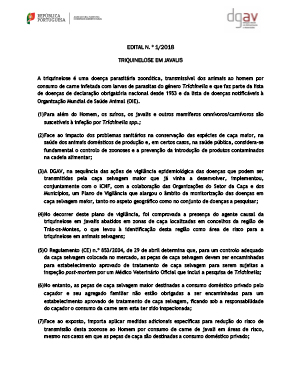 Triquinelose em javalis – Edital N. º 1/2018