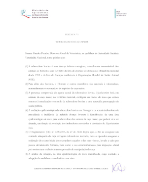 Tuberculose em caça maior – Edital N. º 1