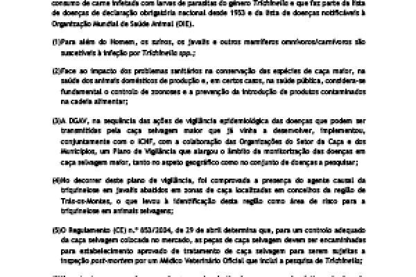 Triquinelose em javalis – Edital N. º 1/2018