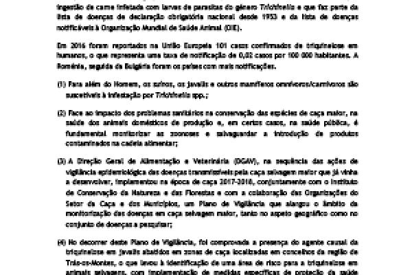 Triquinelose em javalis – Edital N. º 2